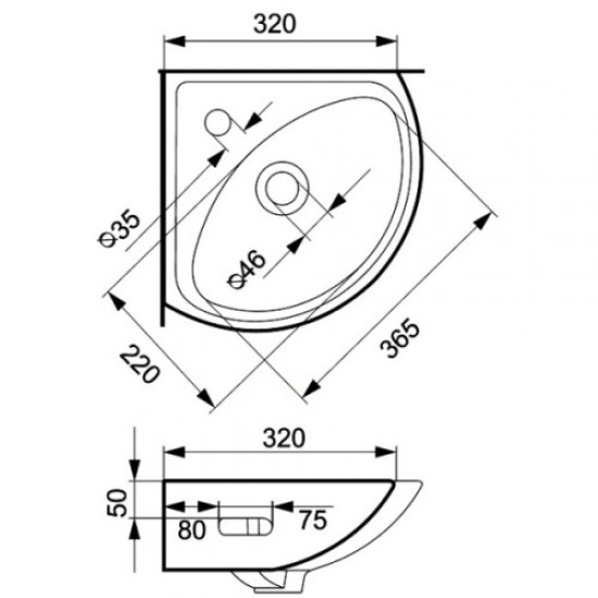 Раковина Cersanit Sigma 36 см угловая P-UM-Sg/1 Hanex