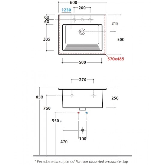 Раковина постирочная Globo Forty3 FO063 FO063.BI Hanex