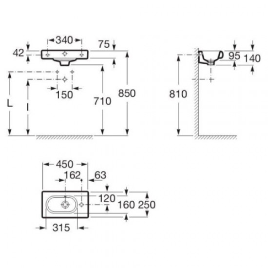 Раковина Roca Meridian-N 327248000 45 см Hanex