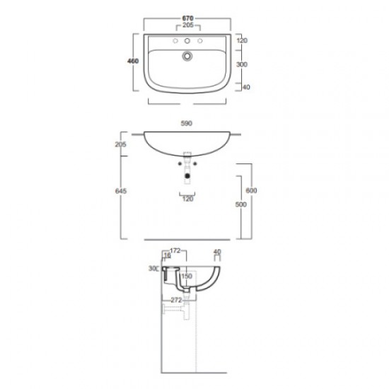 Раковина Simas Top e lavabi d'Arredo S 57 67 см полувстраиваемая Hanex
