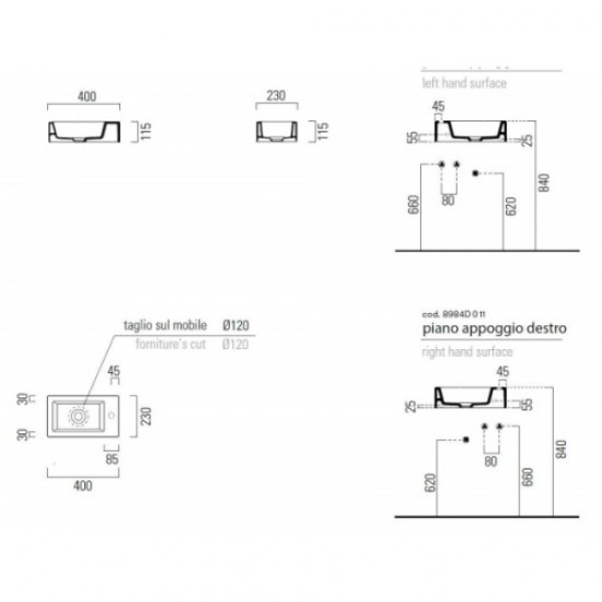 Раковина GSI Kube 8984 Hanex
