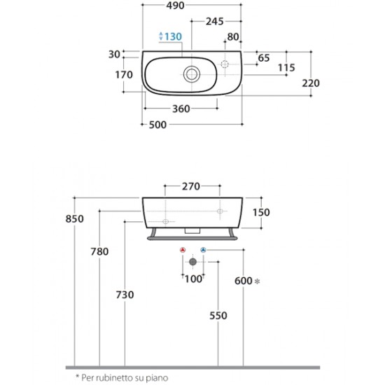 Раковина Globo Genesis GE046 Hanex