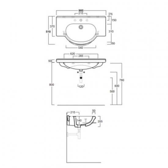 Раковина Simas Lavabi d’arredo Nizza TOP 62 Hanex
