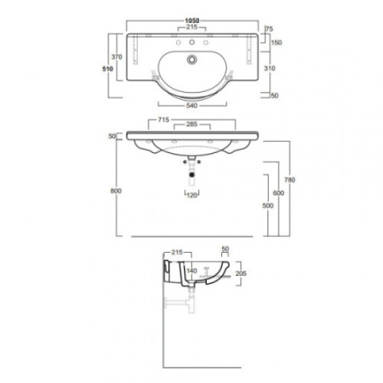 Раковина Simas Lavabi d’arredo Montercarlo TOP 60 Hanex
