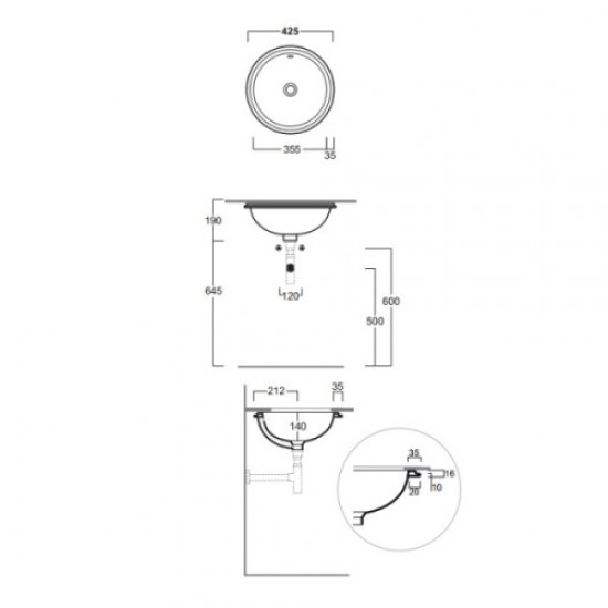 Раковина встраиваемая Simas  Lavabi d’arredo Blanco S 54 Hanex