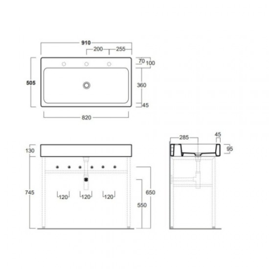 Раковина консоль Simas Frozen U 90 Hanex