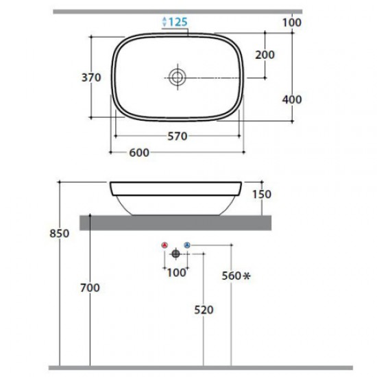 Раковина накладная Globo Genesis GE043 GE043.BI Hanex