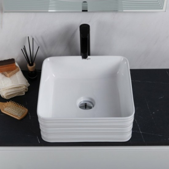 Раковина накладная BelBagno 40 см керамическая, белая BB1421 Hanex