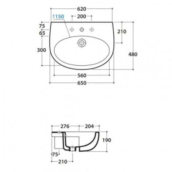 Раковина полувстраиваемая Globo Grace GR015 GR015.BI Hanex