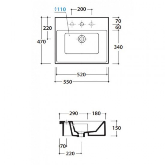 Раковина полувстраиваемая Globo Forty3 FO055 FO055.BI Hanex