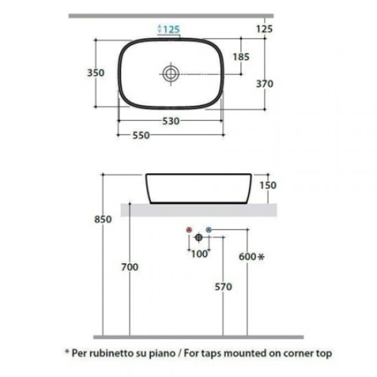 Раковина накладная Globo Genesis GE044 GE044.BI Hanex