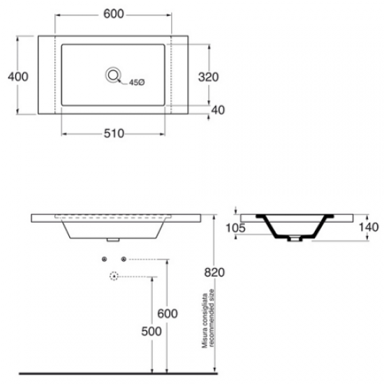 Раковина Azzurra Thin THI60 Hanex