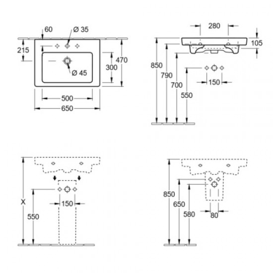 Раковина Villeroy&Boch Subway 2.0 711365 Hanex