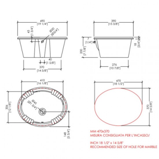 Раковина встраиваемая Devon&Devon Victorian IBLIVIC Hanex
