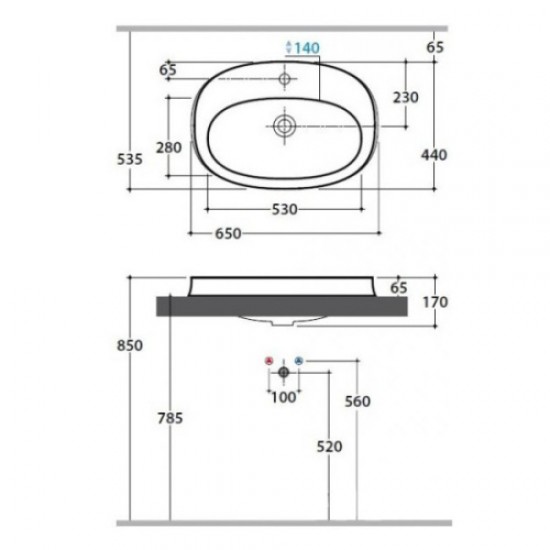 Раковина встраиваемая Globo Affetto AF066 AF066.BI Hanex