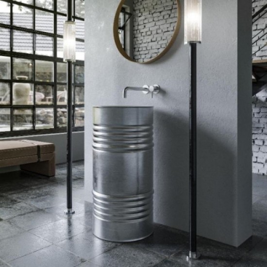 Раковина напольная Kerasan Artwork Barrel белая/серебро 474386 Bianco-plata*0 Hanex