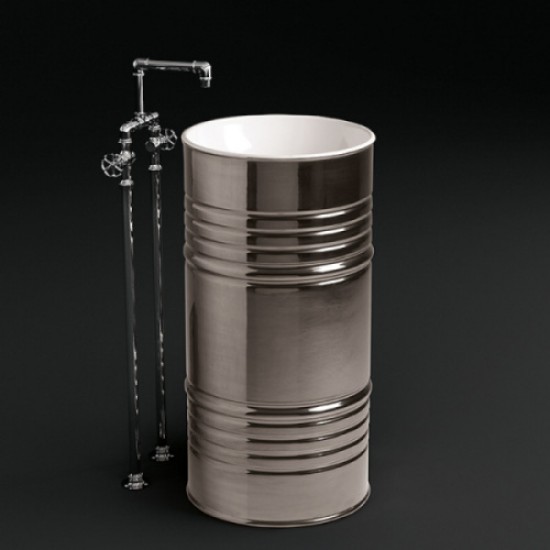 Раковина напольная Kerasan Artwork Barrel белый/платина 4742K44 Hanex