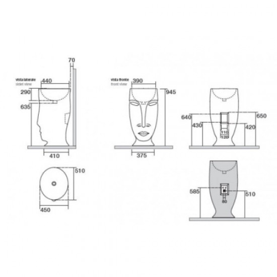 Раковина напольная Kerasan Artwork Moloco Borgogna Matt 474075*0 Hanex