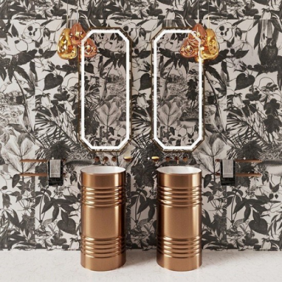 Раковина напольная Kerasan Artwork Barrel белый/розовое золото 474380 Bianco-oro rosa *0 Hanex