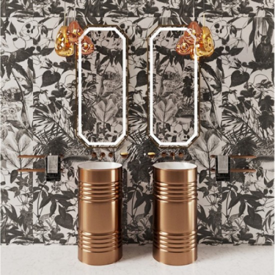 Раковина напольная Kerasan Artwork Barrel белый/розовое золото 4742K80 Hanex