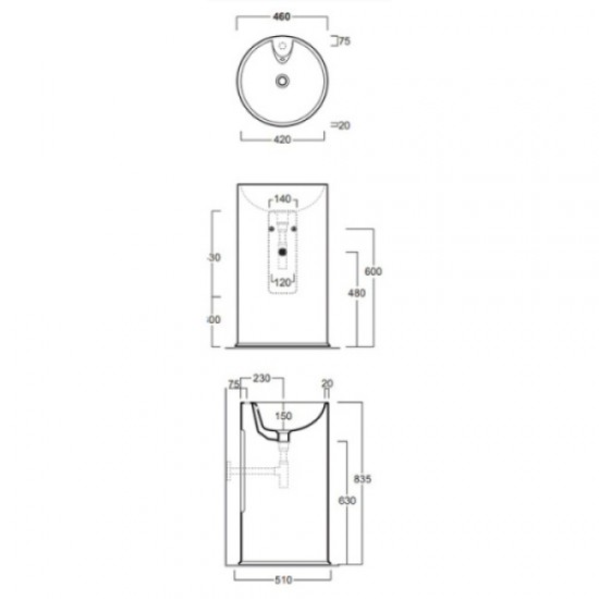 Раковина напольная Simas Top e lavabi d'arredo антрацит матовый GTE ANTRACITE MATT Hanex