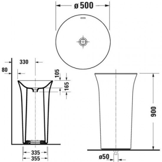 Раковина напольная Duravit White Tulip 50 см белая 2703500070 Hanex