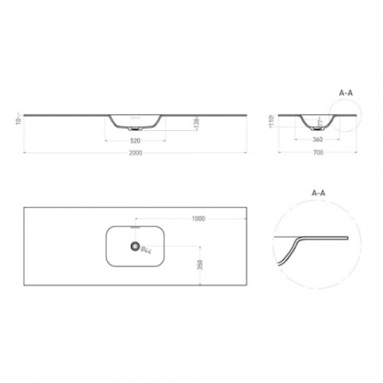 Раковина Salini Onda Flow Round 200 см покраска по RAL полностью 1402205MN Hanex