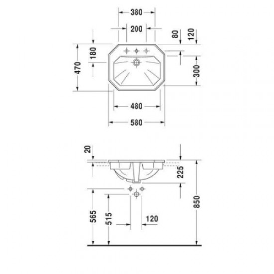 Раковина Duravit 1930 58 см встраиваемая 0476580000 Hanex