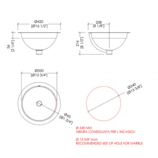 Раковина встраиваемая Devon&Devon Babylon DEBABYL Hanex