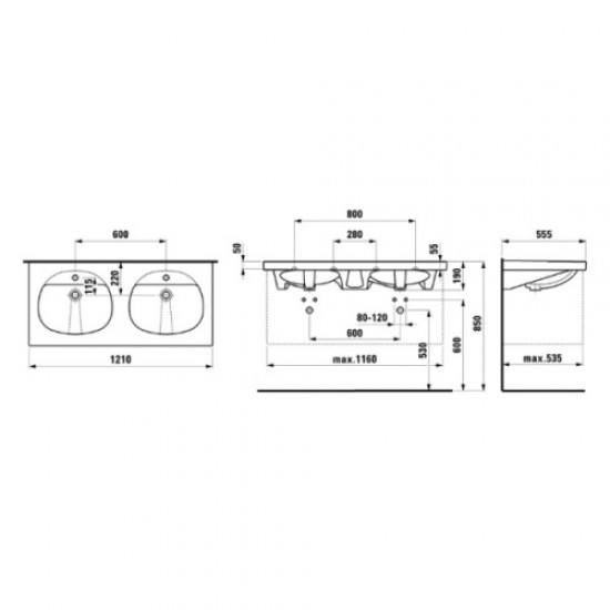 Раковина двойная Laufen Talux 8.1467.7 Hanex