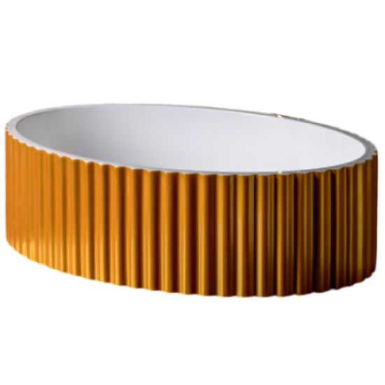 Раковина Boheme Monaco 50 см рифленая, глянцевое золото 878-G Hanex