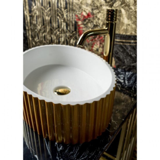 Раковина Boheme Monaco 50 см рифленая, глянцевое золото 878-G Hanex