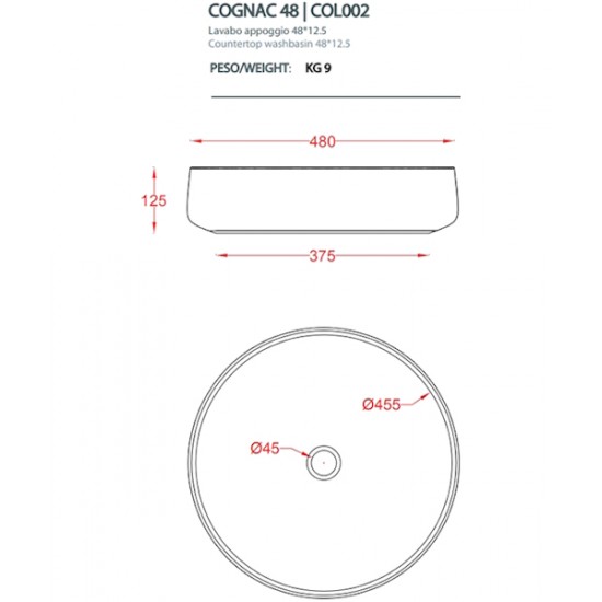 Раковина ArtCeram Cognac 48 см tortora COL002 40 00 Hanex