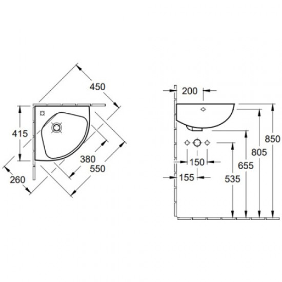 Раковина Villeroy & Boch O.novo 55 см с покрытием CeramicPlus 732740R1