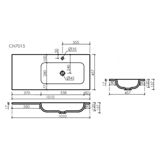 Раковина Sancos Element 101 см чаша справа CN7015