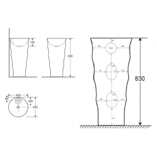 Раковина напольная Ceruttispa Marco 42 см белая CT7833