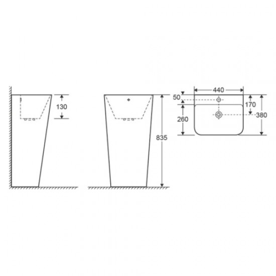 Раковина напольная Ceruttispa Sandra 44 см белая CT7828