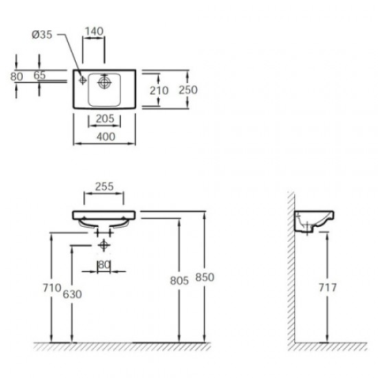 Раковина Jacob Delafon Odeon Up 40 см левая без перелива E4759C-X5-00