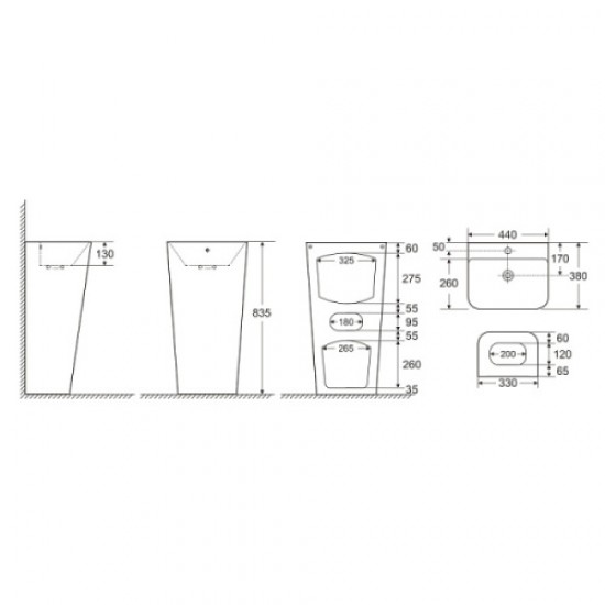 Раковина напольная Azario Fretta Square 44 см белая AZ-302