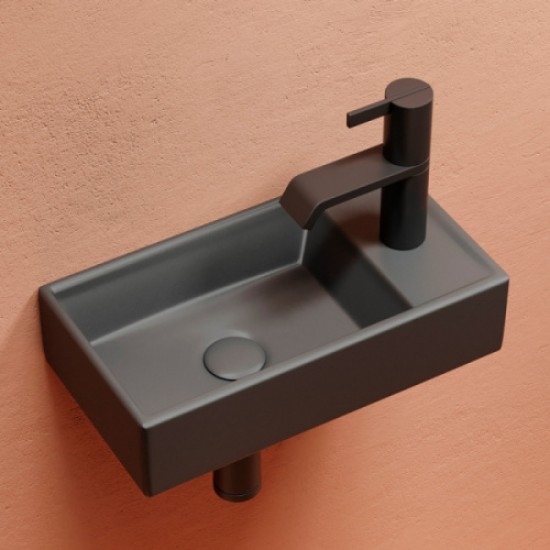 Раковина Ceramica Nova Element 40 см чаша слева темный антрацит матовый CN6051LMDH