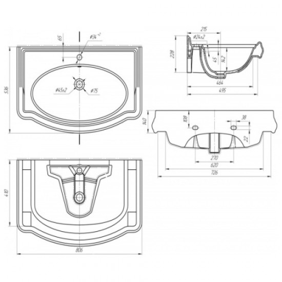 Раковина Tessoro Ретро-80 MS-641280