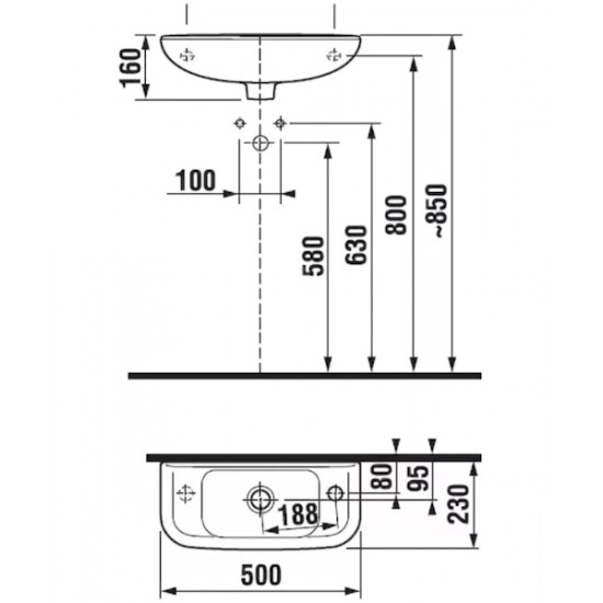 Раковина c отверстием для смесителя слева Jika Olymp 8156130001051