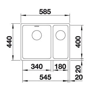 Мойка для кухни Blanco Andano 340/180-U 58 см нержавеющая сталь 522979