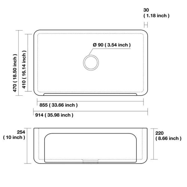 Мойка для кухни Kerasan Hannah 90 см белая 542201