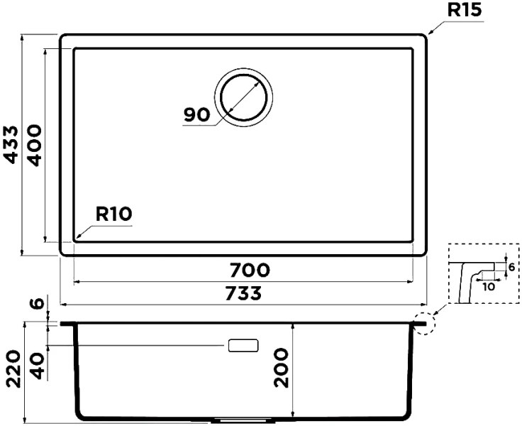 Мойка для кухни Omoikiri Yamakawa 75-Integra 499727 75 см врезная
