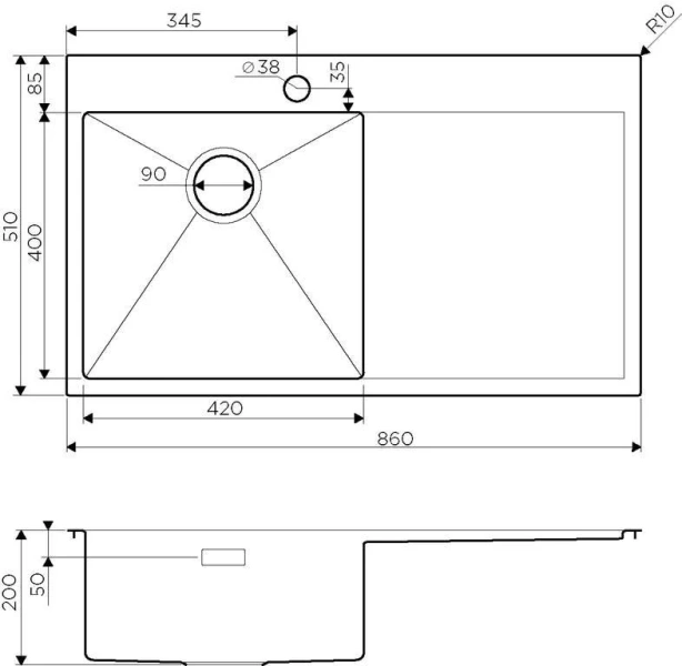 Мойка для кухни Omoikiri Akisame 86-IN-L 86 см чаша слева 4993760