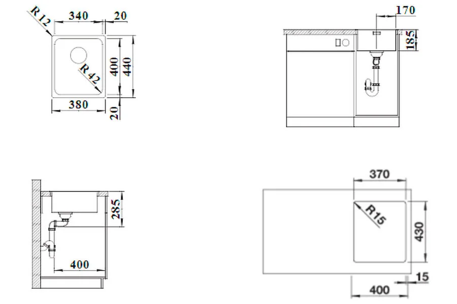 Мойка для кухни Blanco Solis 340-IF 38 см нержавеющая сталь 526116