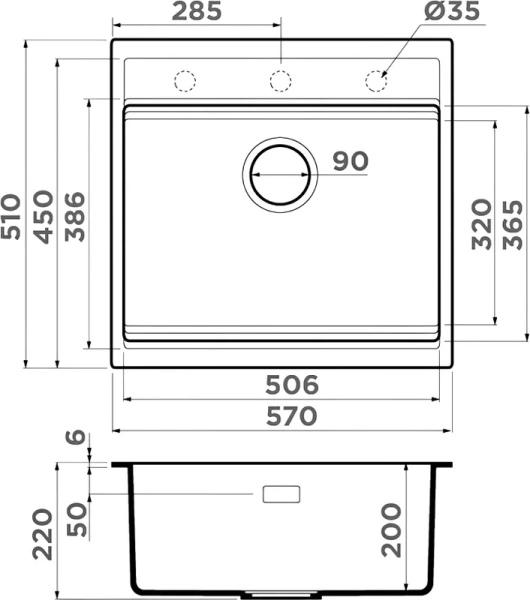 Мойка для кухни Omoikiri Kitagawa 4993 57 см врезная