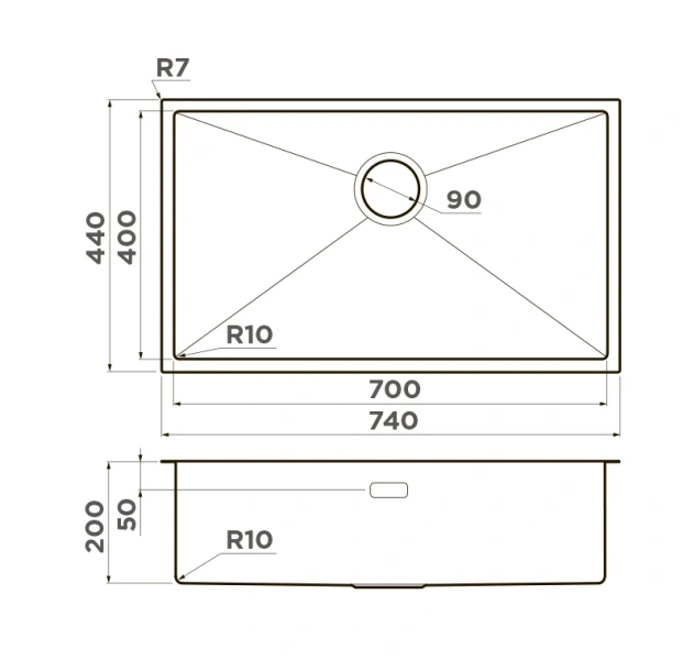 Мойка для кухни Omoikiri Taki 74-U/IF 499349 74 см врезная
