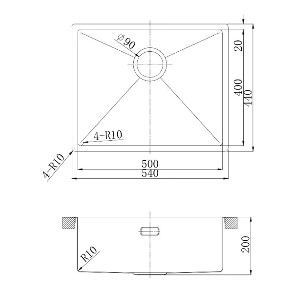 Мойка для кухни Lemark Olanga 54 см чёрный матовый 9932128